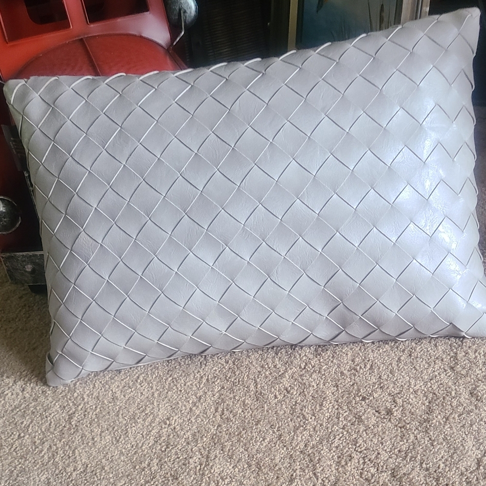FRYE faux leather woven throw pillow